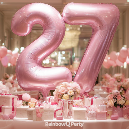 RainbowQ Party 1 Ballon Nummer 40 Zoll für Jungen oder Mädchen Groß Rosa 0-9 Folien-Mylar Großer 1 Zahlenballon Alles Gute zum 1. Geburtstag Party Jubiläumsdekorationen Zubehör