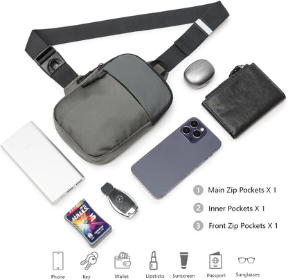 Mini-Slingbag für Damen und Herren, kleine Umhängetasche, lässige, trendige, wasserdichte Brusttasche für Reisen