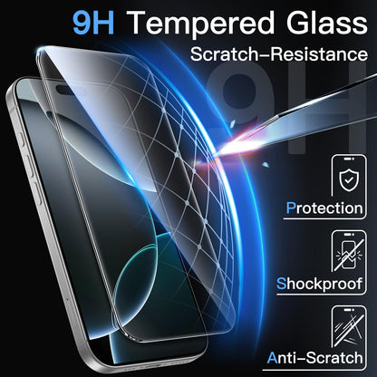 JETech Displayschutzfolie für iPhone 16 6,1 Zoll, gehärtetes Glas mit einfachem Installationstool, Case-Friendly, HD Klar, 3 Stück
