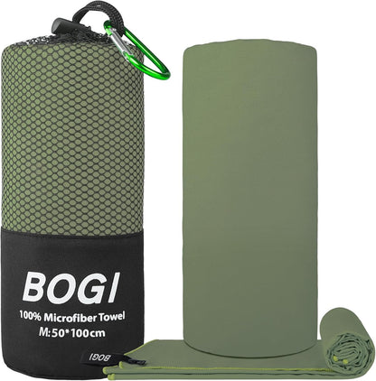 BOGI Mikrofaser Reise-Sporthandtuch – Schnelltrocknendes Handtuch, weiches, leichtes Mikrofaser Campinghandtuch, saugfähiges, kompaktes Reisehandtuch für Camping, Fitnessstudio, Strand, Bad, Yoga, Schwimmen, Rucksacktouren (M:40''x20''-Dunkelblau)