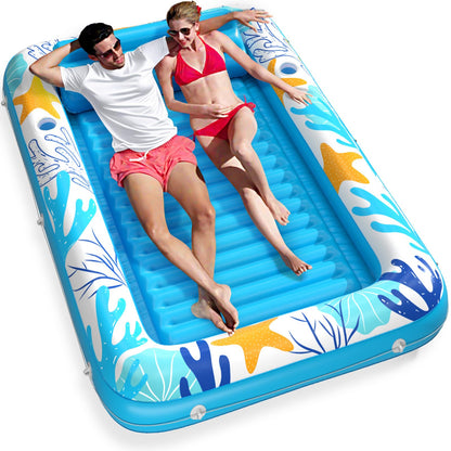 Jasonwell 4 in 1 Inflatable Tanning Pool Lounger Float - Sunbathing Lounge Floatie Raft Toys, Water Filled Tanning Bed Mat Pad Blow Up Kiddie Pool with Ball Pit for Adult, Kids (L)