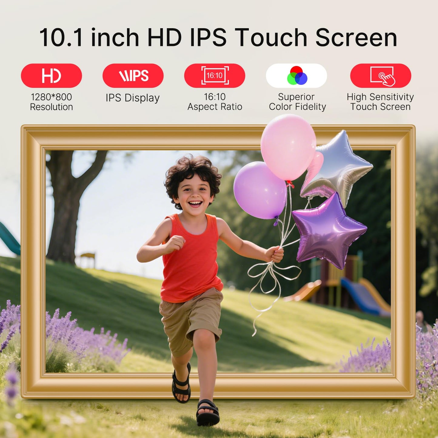 Frameo 10.1 Inch WiFi Digital Picture Frame, Smart Cloud Electronic Photo Frame with HD IPS Touch Screen Slideshow 32GB Memory Auto-Rotate Wall Mount, Share Photos/Videos from Phone - Gifts for Mom