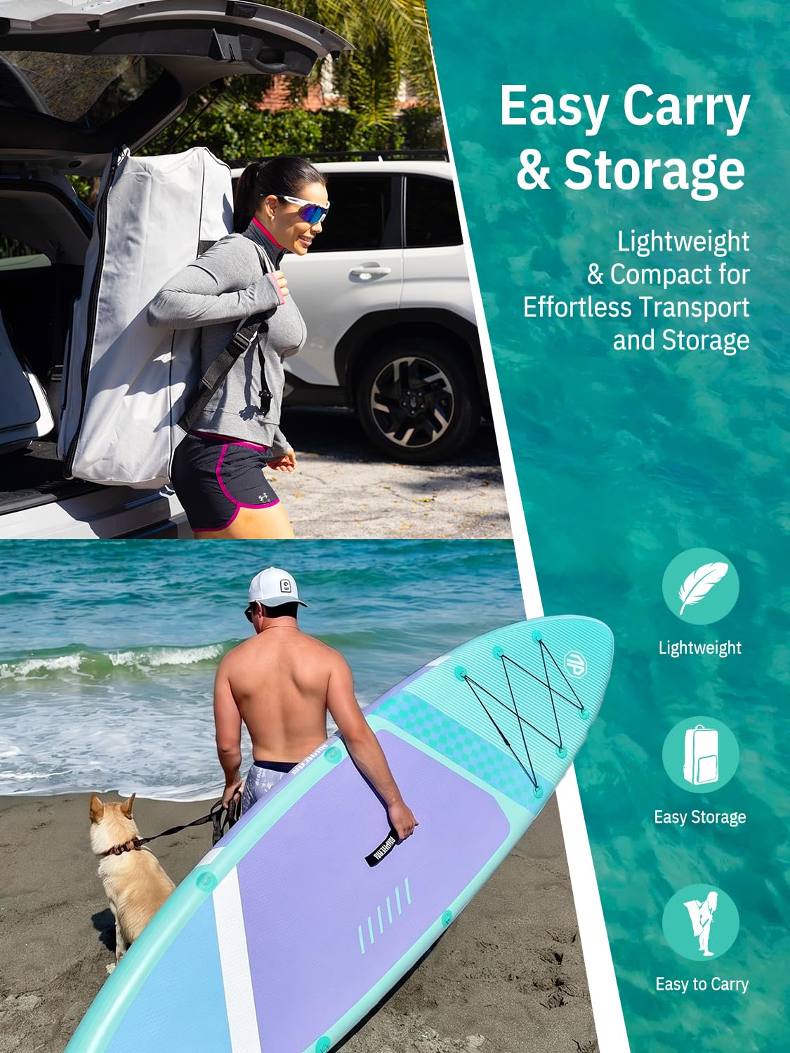 Niphean Inflatable Stand Up Paddle Board with SUP Accessories, Anti-Slip EVA Deck, 10’6’’ Inflatable Paddle Boards for Adults & Youth of All Skill Levels