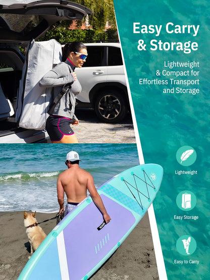 Niphean Inflatable Stand Up Paddle Board with SUP Accessories, Anti-Slip EVA Deck, 10’6’’ Inflatable Paddle Boards for Adults & Youth of All Skill Levels