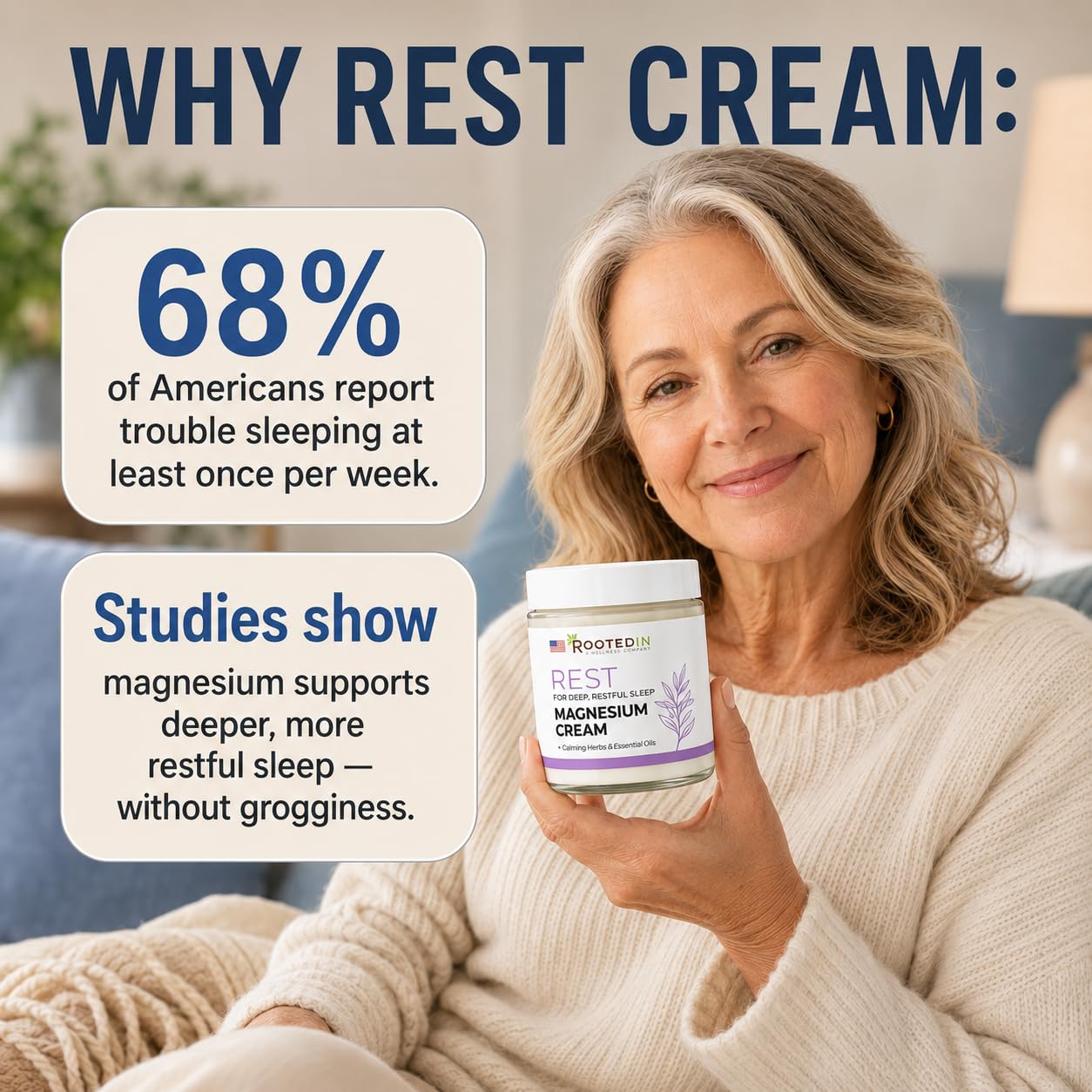 Rooted In Relief Magnesium Cream – 500mg Magnesium Chloride per Teaspoon – Enriched with Arnica, Comfrey & Botanical Blend – Targeted Muscle Support & Topical Relaxation – 4 oz Glass Jar