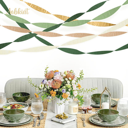 AOBKIAT Decoraciones para Fiesta de Bodas, 5 Rollos de Serpentinas de Papel Crepé Color Verde Oliva Caqui para Bodas Boho Verdes, Cumpleaños, Despedidas de Soltera/Bebé