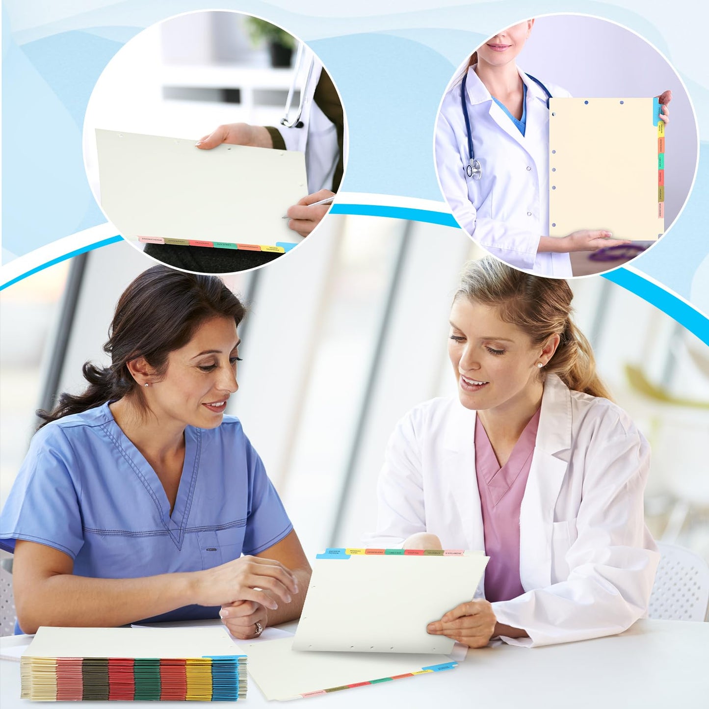 Motiskyy 80 Sets Medical Chart Dividers with Tabs - 9 x 11 Inch, 8 Side Tabs Index Blank Chart - Monthly Medical Folders Organizer Paper File Dividers for Hospitals Nursing Homes Rehab Centers