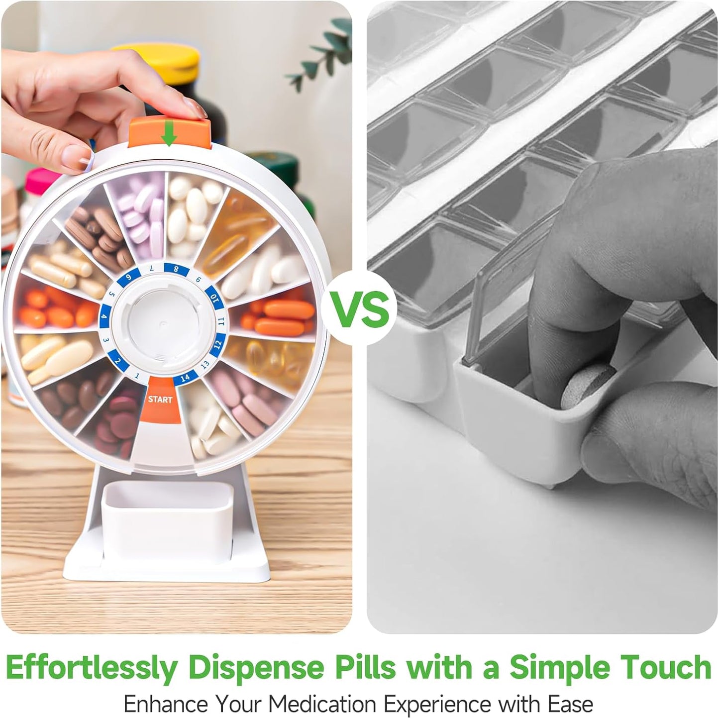 Daily Pill Dispenser, Weekly Pill Organizer 2 Times a Day, Cute Pill Organizer with New Design