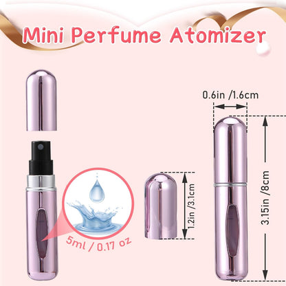 6 Stück Mini-Parfümzerstäuber, 5 ml Sprühbehälter, nachfüllbare Pumpe in Reisegröße für unterwegs und ausgehend