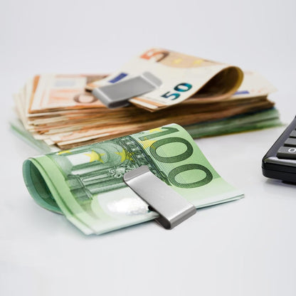 2 PCS Stainless Steel Slim Money Clips Sturdy Cash Receipt Note Clip Credit Card Wallet Bill Holders for Men and Women - Silver and Gold