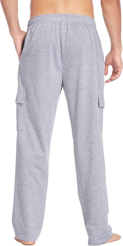 Deyeek Herren Cargo Jogginghose Open Bottom Baggy Leichte Cargo Sweatpants für Männer Locker sitzende Freizeithose mit Taschen