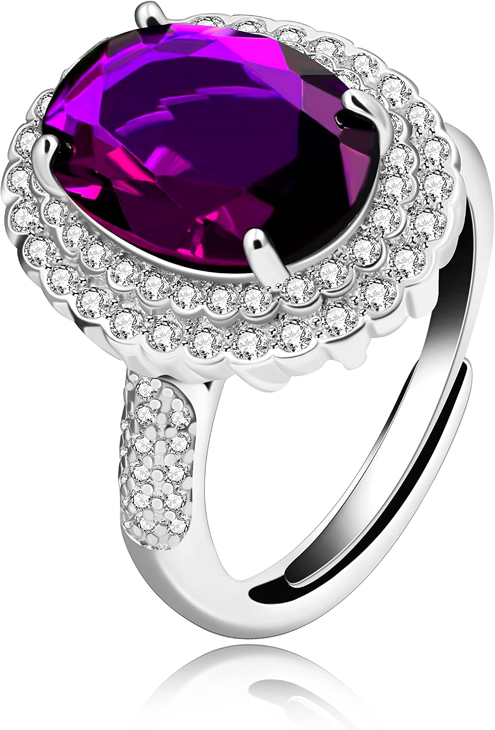 Created Sapphire Blue Cubic Zirconia Wedding Rings for Women, Open Size, Engagement Statement Jewelry Y664