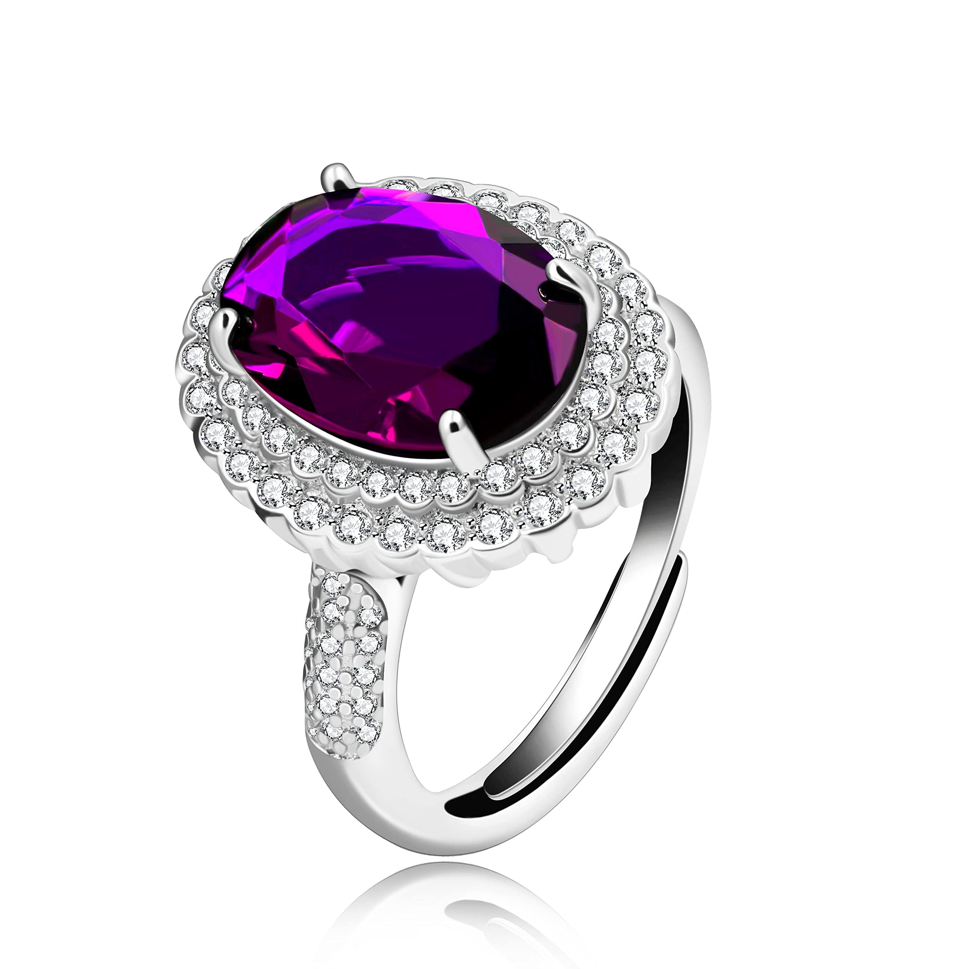 Created Sapphire Blue Cubic Zirconia Wedding Rings for Women, Open Size, Engagement Statement Jewelry Y664