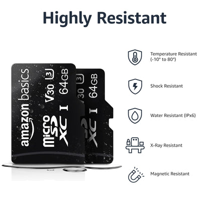Amazon Basics microSDXC Speicherkarte mit Full-Size Adapter, A2, U3, Lesegeschwindigkeit bis zu 100 MB/s, 128 GB, Schwarz