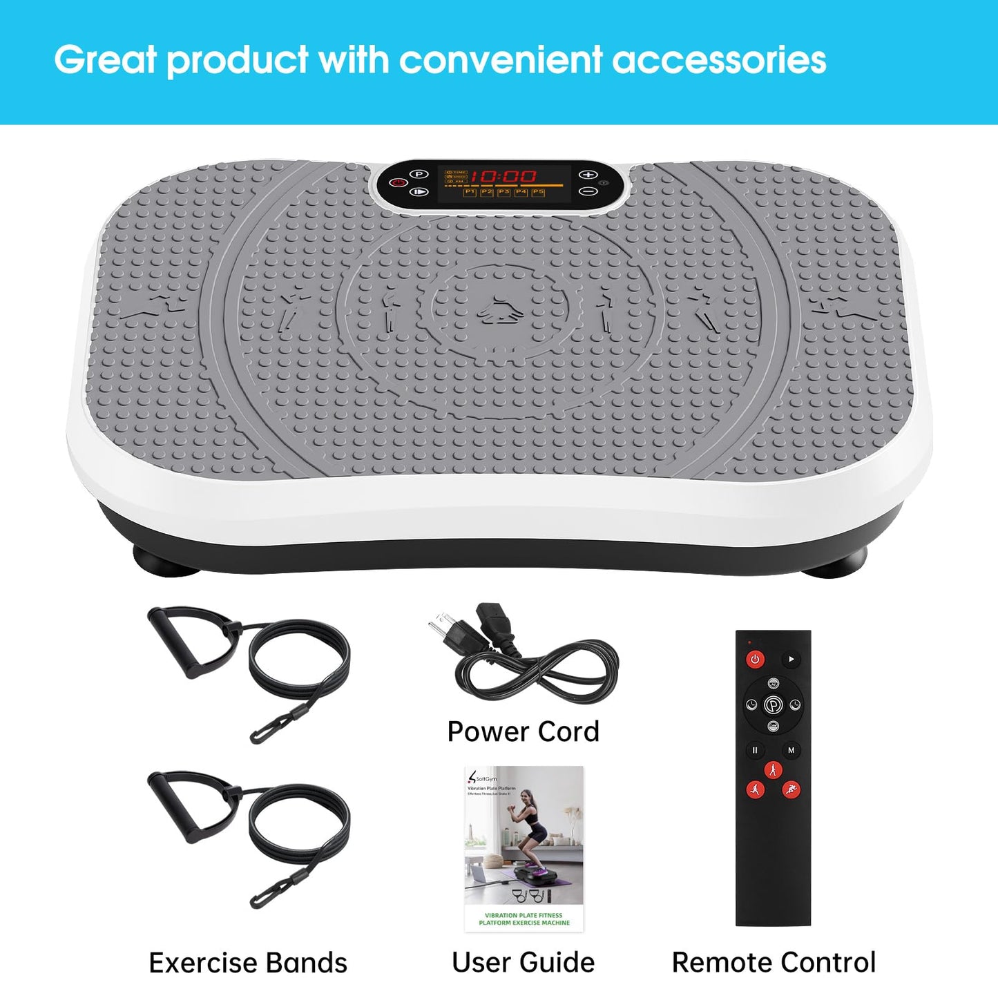 SoftGym Waver Vibration Plate Exercise Machine for Lymphatic Drainage Weight Loss,120 Speed Levels Vibrating Platform with Resistance Bands,Full-Body Workout Equipment for Muscle Activation