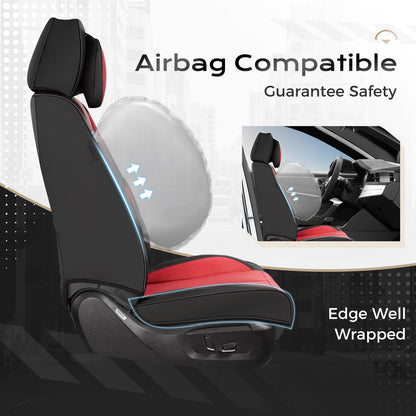 Coverado Car Seat Covers 5 Pieces, Full Set Universal Seat Covers for Cars, Waterproof Nappa Leather Auto Seat Protectors with Head Pillow, Car Interiors Fit for Most Sedans SUV Pick-up Truck, Black