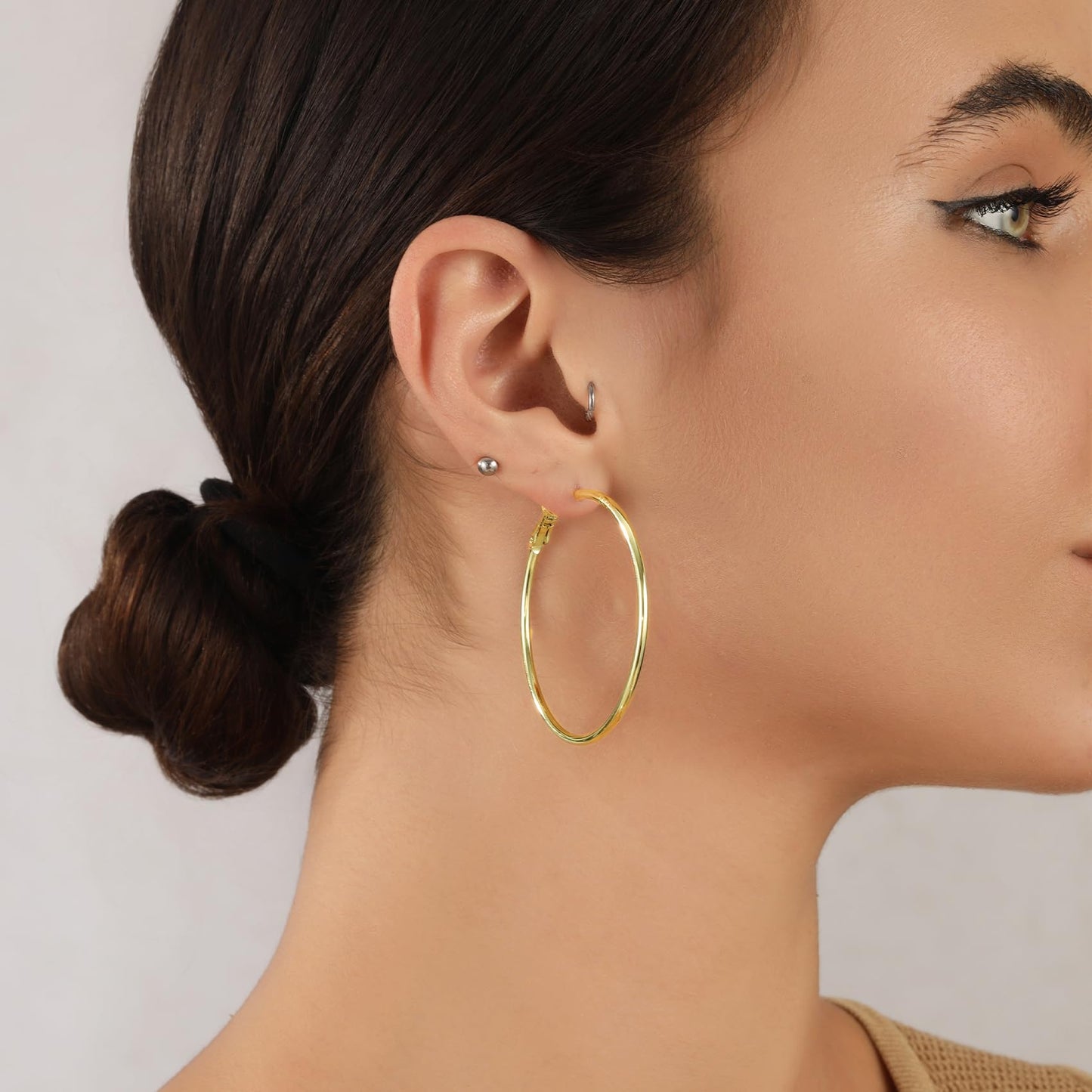 Große Gold Creolen für Frauen, Hypoallergene Dünne Gold Creolen, Sterling Silber Creolen für Damen, Extra Große, Mittelgroße, Große Creolen