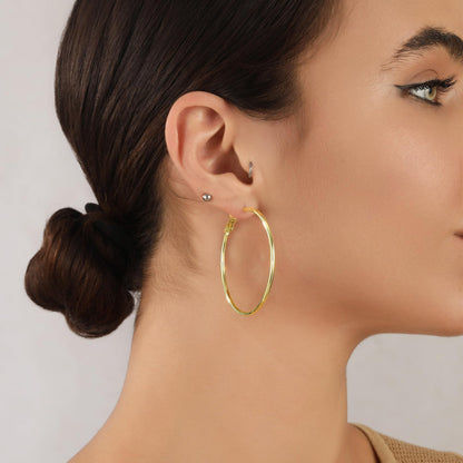 Große Gold Creolen für Frauen, Hypoallergene Dünne Gold Creolen, Sterling Silber Creolen für Damen, Extra Große, Mittelgroße, Große Creolen