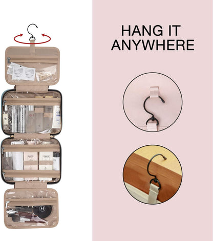 BAGSMART Kulturbeutel Reise-Organizer mit Aufhängehaken, wasserdichte Make-up-Kosmetiktasche für Zubehör, Shampoo, Standardbehälter, Toilettenartikel
