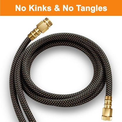 50FT Flexible Garden Hose & 10Modes Nozzle,None Expanding Lightweight Water Hose,Kink-Free,All-Weather 3/4 in. Hose for RV,Boat,Car Wash,Garden,Yard,Camper,Outdoor (Orange-Black, 50 Feet)