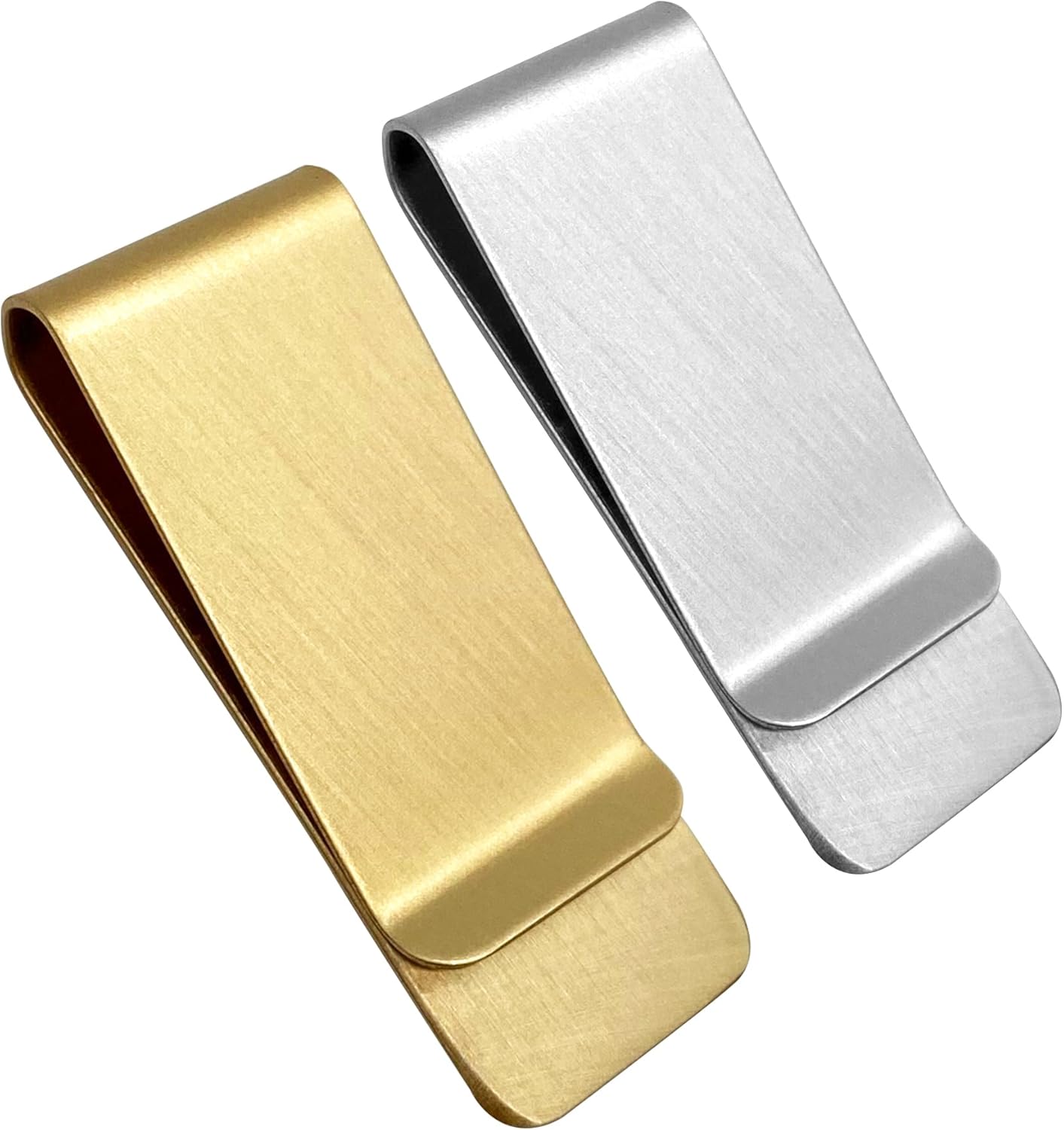 2 PCS Stainless Steel Slim Money Clips Sturdy Cash Receipt Note Clip Credit Card Wallet Bill Holders for Men and Women - Silver and Gold