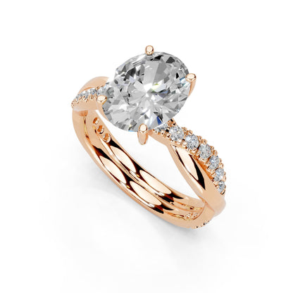 Oval Cut Lab Grown Diamond IGI Certified 4 Prong Fancy Engagement Ring in 14K Gold, Platinium for Women (1.0-5.0 Ct, F-G Color, VS1-VS2 Clarity)