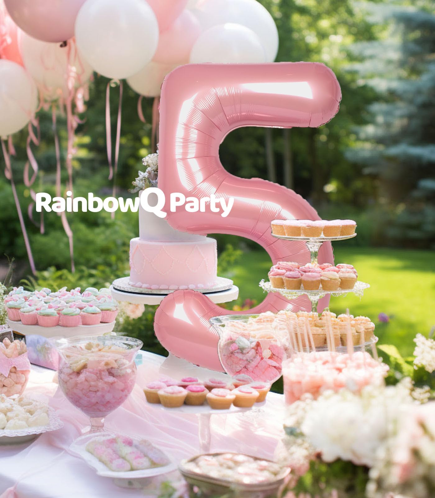 RainbowQ Party 1 Ballon Nummer 40 Zoll für Jungen oder Mädchen Groß Rosa 0-9 Folien-Mylar Großer 1 Zahlenballon Alles Gute zum 1. Geburtstag Party Jubiläumsdekorationen Zubehör