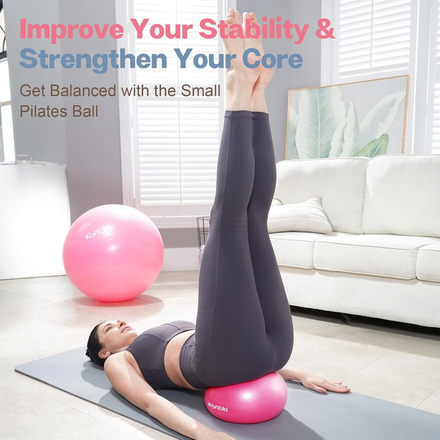 kisnbld Kleiner Gymnastikball, 9 Zoll Mini Pilates Ball, Anti-Burst und Rutschfester Mini Yoga Ball für Stabilität, Fitness, Physiotherapie, Dehnung und Rumpfkrafttraining zu Hause, im Fitnessstudio und Büro