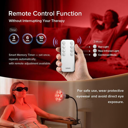 SANSI 6W 670nm Red Light Bulb for Sleep Therapy, Zero Blue Light for Melatonin Promoting Natural Sleep Aid + 32W 660nm 850nm Red Light Therapy for Body Face with Clip