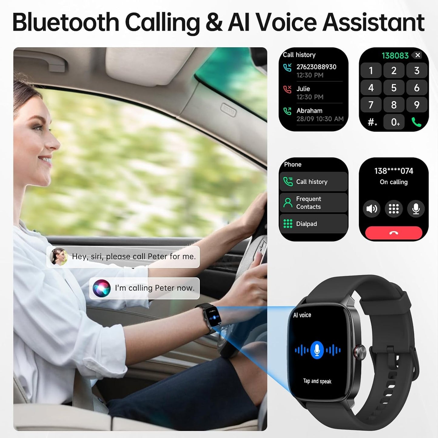 Smart Watch for Men Women, Bluetooth Call Smartwatch with AI Voice
