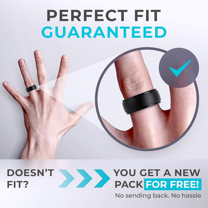 ThunderFit Herren Silikonringe 10mm breit 2.5mm dick Gummi-Fingerringe, atmungsaktiv, Multipack 1-10