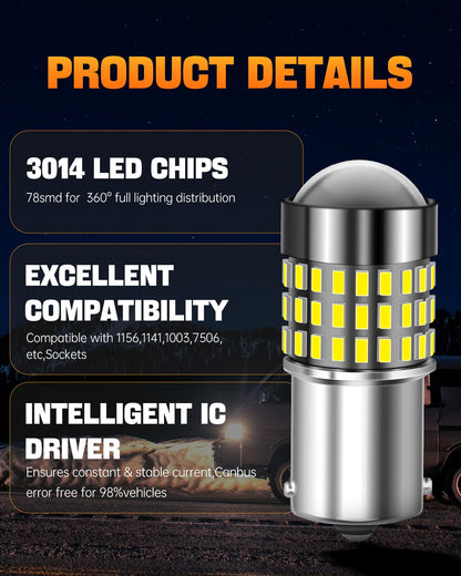 LUYED 3157 LED Bulbs Reverse Light Xenon White 1800 Lumens Super Bright 78 SMD 3056 3156 3057 4157 LED Bulbs,Used for Back Up Reverse Lights,Brake Lights,Tail Lights,Turn Signal Lights,Pack of 2