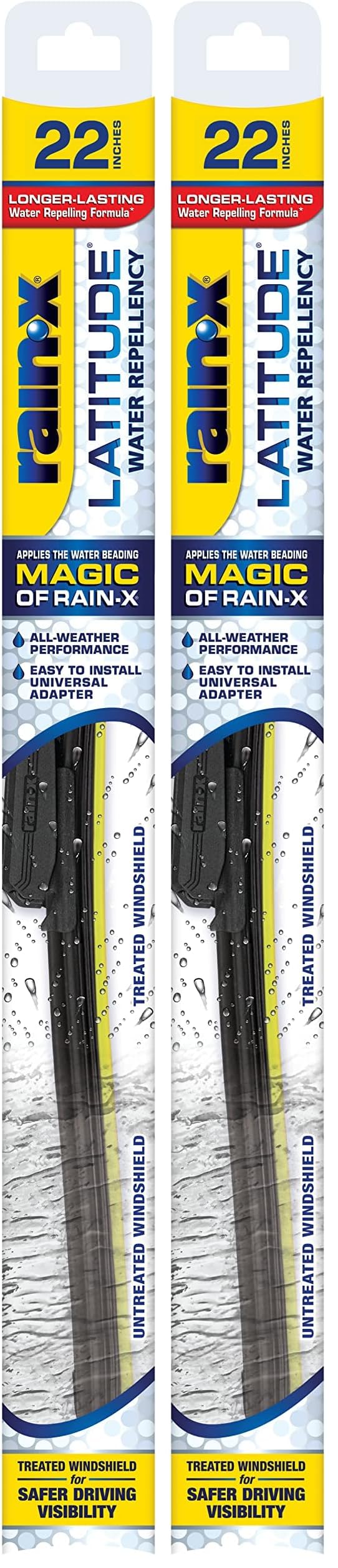 Rain-X 810363 Repellency Water Repellent Wiper Blades, 22" Windshield Wipers (Pack of 2), All Weather Streak-Free for Enhanced Visibility w/Water Repellency Formula [Amazon Exclusive]