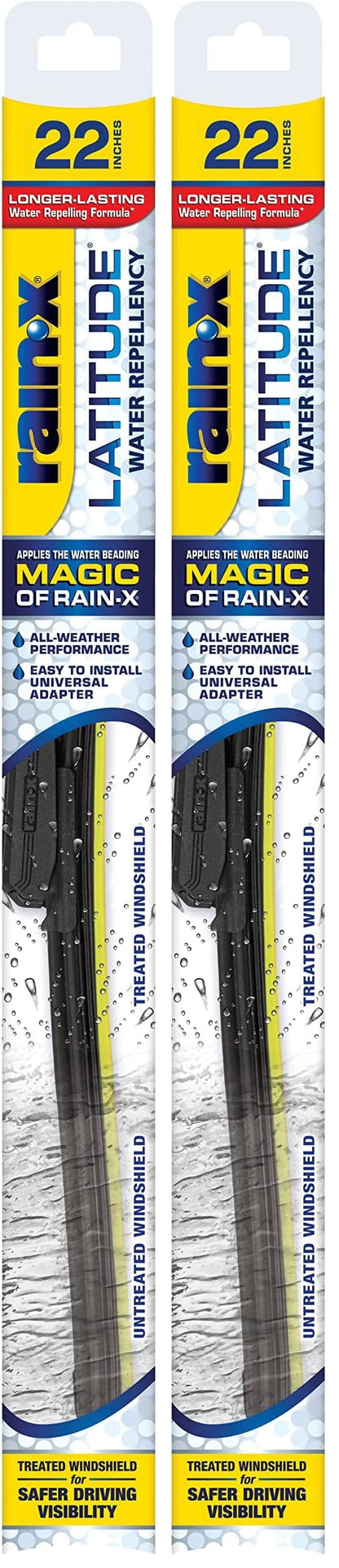 Rain-X 810363 Repellency Water Repellent Wiper Blades, 22" Windshield Wipers (Pack of 2), All Weather Streak-Free for Enhanced Visibility w/Water Repellency Formula [Amazon Exclusive]