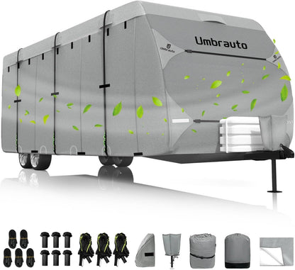 Umbrauto Class C RV Cover Fits 29-32’, Class C Motorhome Camper Cover, Heavy Duty 7 Layers Top Windproof Breathable RV Cover with 3Pcs Extra Straps, Adhesive Repair Patches, 6 Gutter Covers