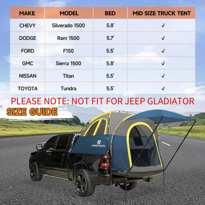 Truck Bed Tent 5.5-6ft: Easy Set Up Umburato Pickup Truck Tents for Camping, Waterproof PU3000mm Canopy for Truck Camper, Portable, Spacious for 2 Person Green