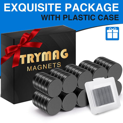 TRYMAG Klein 10x3mm 50 Stück Seltenerdmagnete, 50 Stück Winzige Runde Kühlschrankmagnete für Whiteboard, Kühlschrank, DIY, Küche, Büro