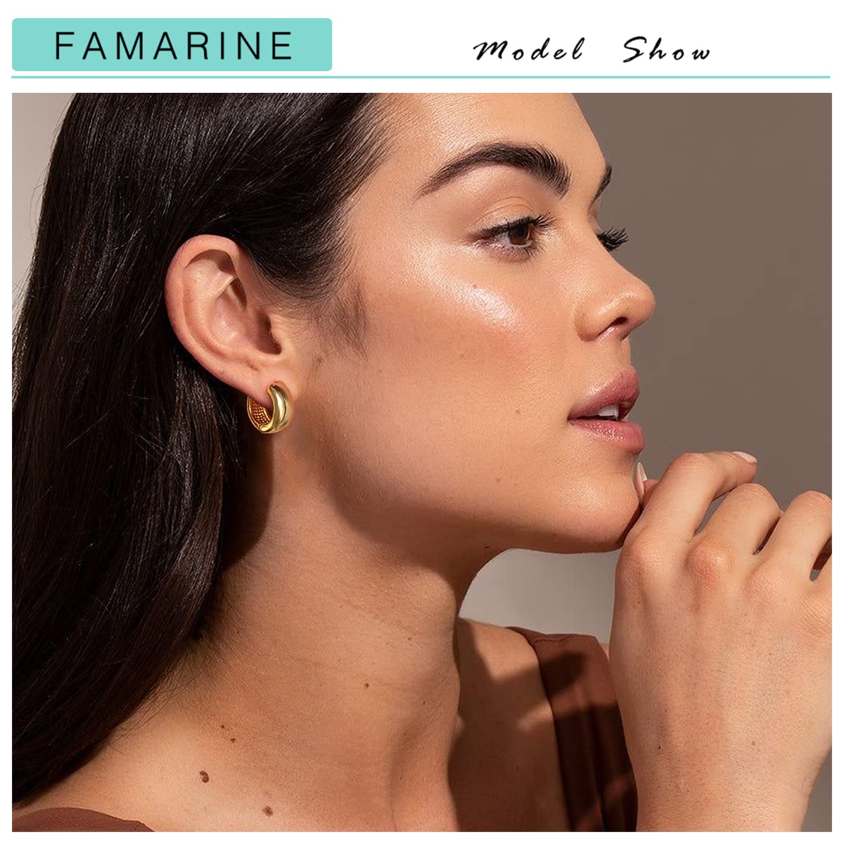 FAMARINE Gold Chunky Creolen für Damen, 0,8 Zoll Gold Creolen Huggie Ohrringe für Herren