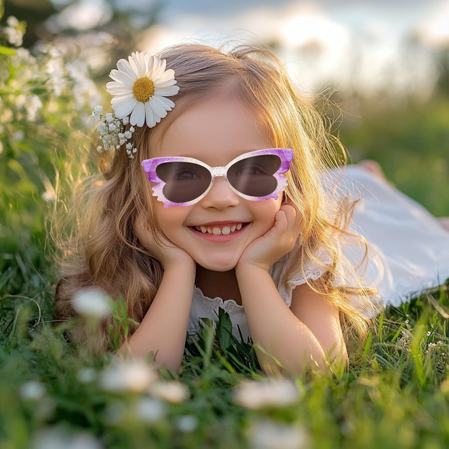 PinkSheep Sonnenbrille für Mädchen, polarisierte Sonnenbrille für Babys und Kinder mit Etui, Einhorn, Oval, Katzen, Herzbrillen, UV400-Schutz