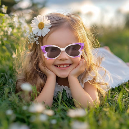 PinkSheep Sonnenbrille für Mädchen, polarisierte Sonnenbrille für Babys und Kinder mit Etui, Einhorn, Oval, Katzen, Herzbrillen, UV400-Schutz