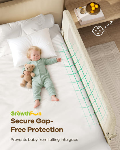 Foldable Bed Rail for Toddlers, 71in Reinforced Carbon Steel Frame&Connectors, Breathable Cationic Fabric - Safety Toddler Bed Rails for Queen, King, Twin, Full, No-Tool Setup.