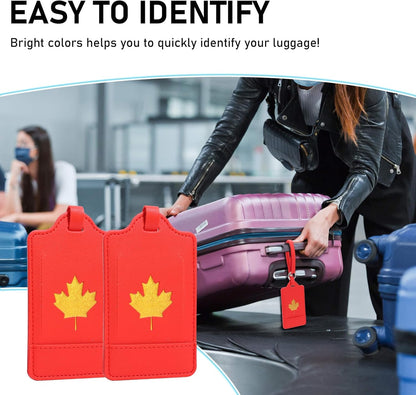 4 Pack Luggage Tag, Anyos PU Leather Travel Bag Labels Suitcase Baggage Tags with Name ID Card Privacy Protection