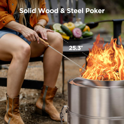 CIAYS Smokeless Firepit, 19 Inch Fire Pit for Camping with Patented Technology, Portable Fire Pit for Outside with Steel Grill Rack, Fire Poker, and Bag, Easy Setup and Storage, Wood Burning