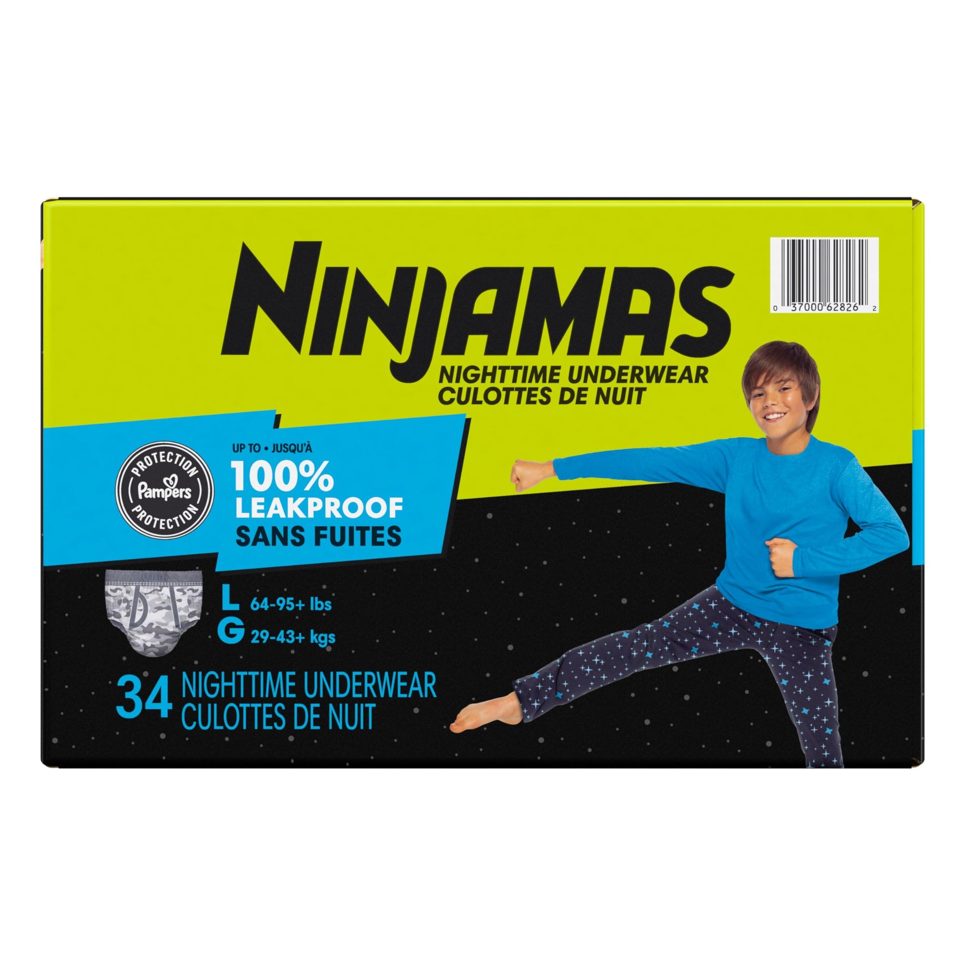Ninjamas Boys Bedwetting Underwear, Overnight Protection, Ultra Absorbent, Hypoallergenic, Size S/M (17-32 kg), 44 Count,