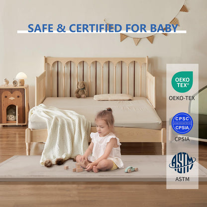 Huloo Sleep Ultra Soft Baby Spielmatte für den Boden, 3,3 cm dicke Elasti-Foam 127x127 cm Laufgittermatte für Kleinkinder, rutschfeste Rückseite, sicher zum Krabbeln und für die Bauchlage, Tatami-Stil (Dunkelgrau)