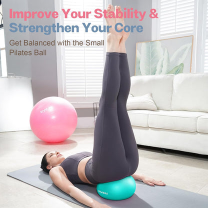 kisnbld Kleiner Gymnastikball, 9 Zoll Mini Pilates Ball, Anti-Burst und Rutschfester Mini Yoga Ball für Stabilität, Fitness, Physiotherapie, Dehnung und Rumpfkrafttraining zu Hause, im Fitnessstudio und Büro