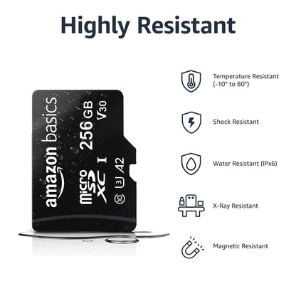 Amazon Basics microSDXC Speicherkarte mit Full-Size Adapter, A2, U3, Lesegeschwindigkeit bis zu 100 MB/s, 128 GB, Schwarz