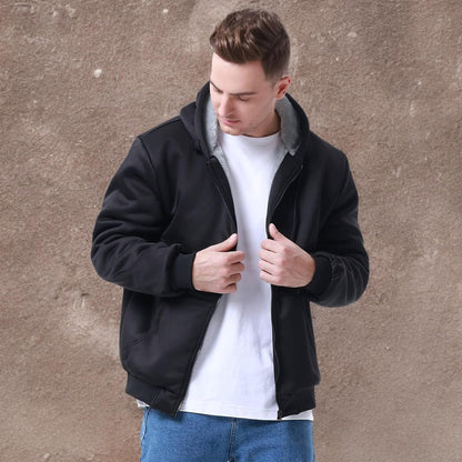 Herren-Hoodie, schweres Fleece-Futter, verdickt, warm, mit Kängurutasche für Outdoor und Freizeit