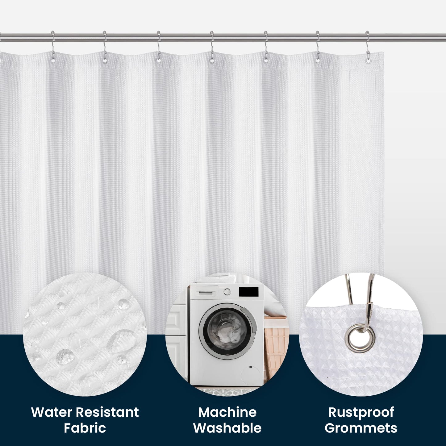 LiBa PEVA 8G Bathroom Shower Curtain Liner, 72" W x 72" H, Frosted, 8G Heavy Duty Waterproof Shower Curtain Liner
