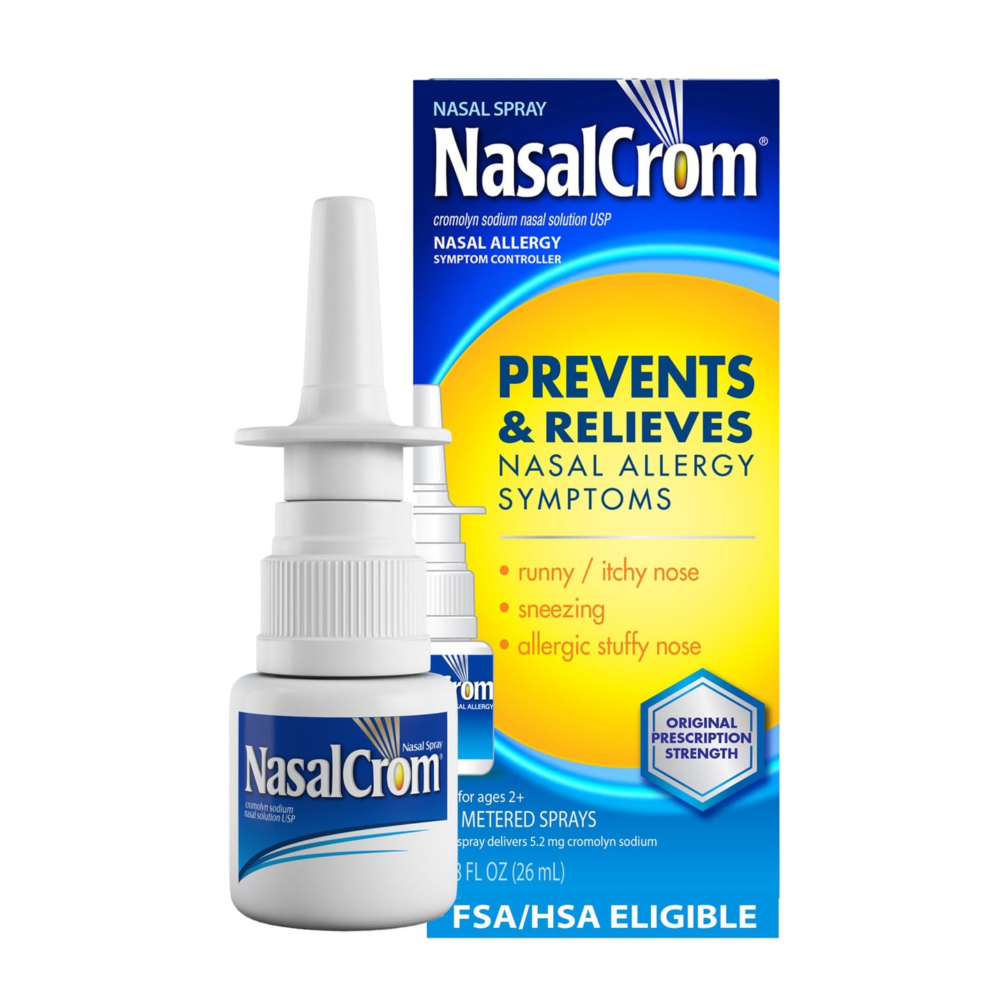 NasalCrom Nasal Spray Allergy Symptom Controller | 200 Sprays | .88 FL OZ,(Pack of 4)